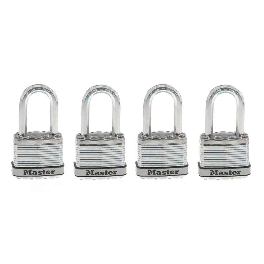 Heavy Duty Outdoor Padlock with Key, 1-3/4 In. Wide, 1-1/2 In. Shackle, 4 Pack