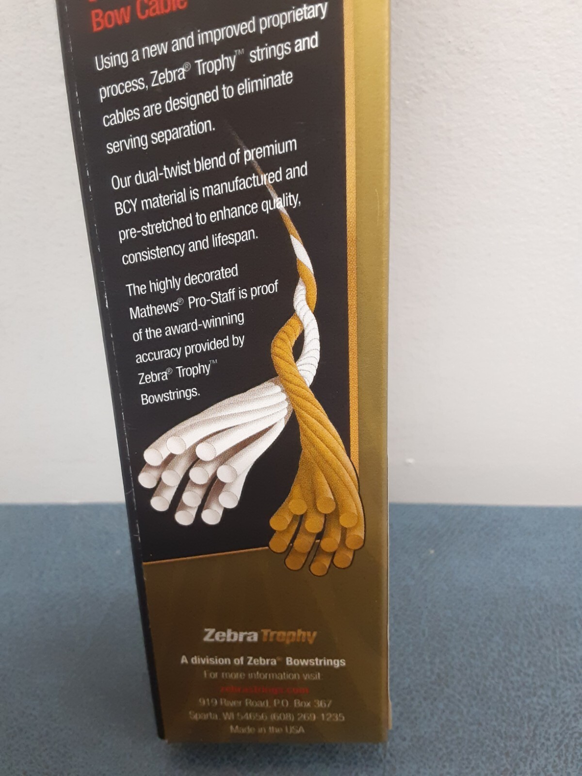 Zebra Trophy Bow Cable/ 13" Black Halon Series - NEW