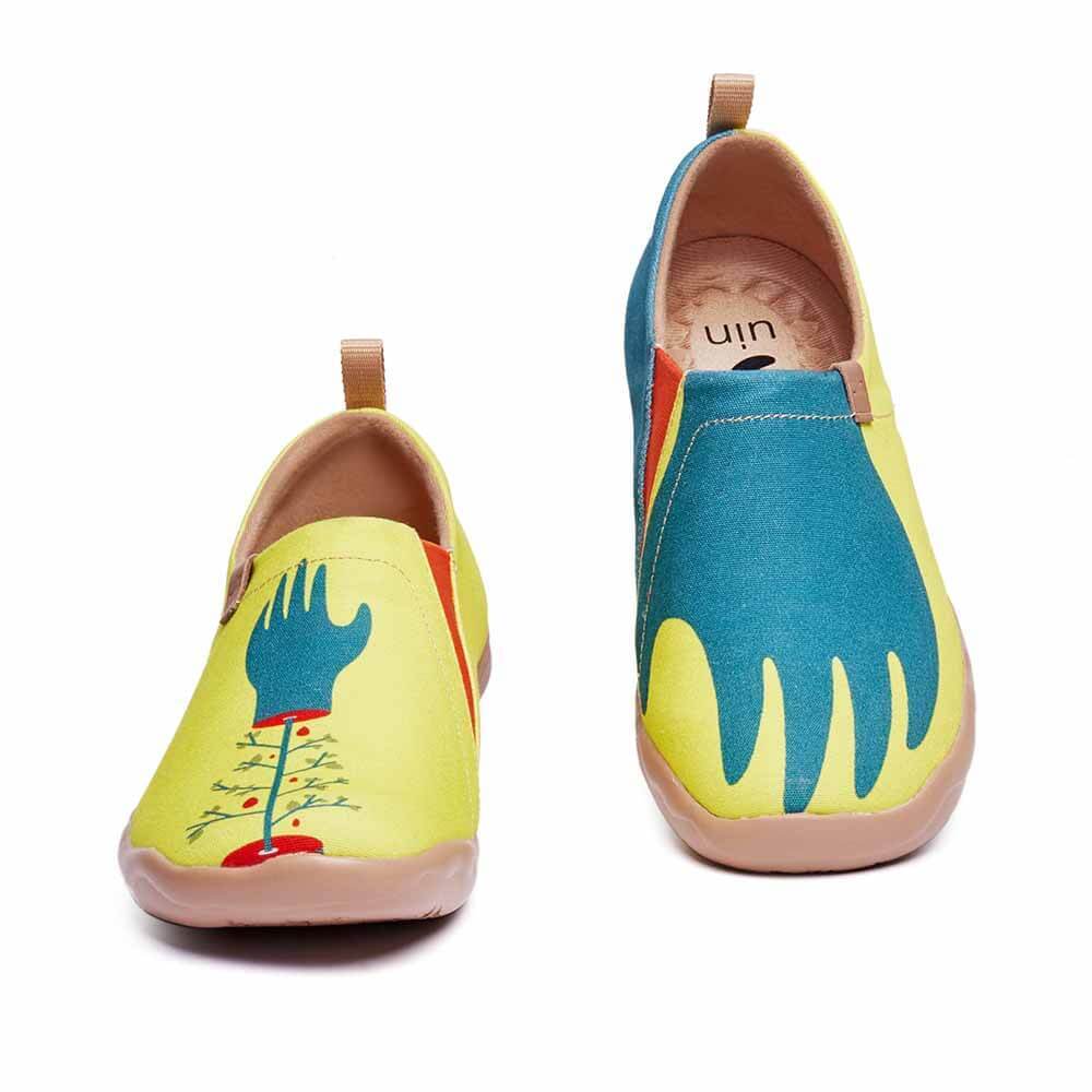 Women Size 5-10.5 UIN Slip On Shoes Canvas Comfortable Loafers "Hands of nature"