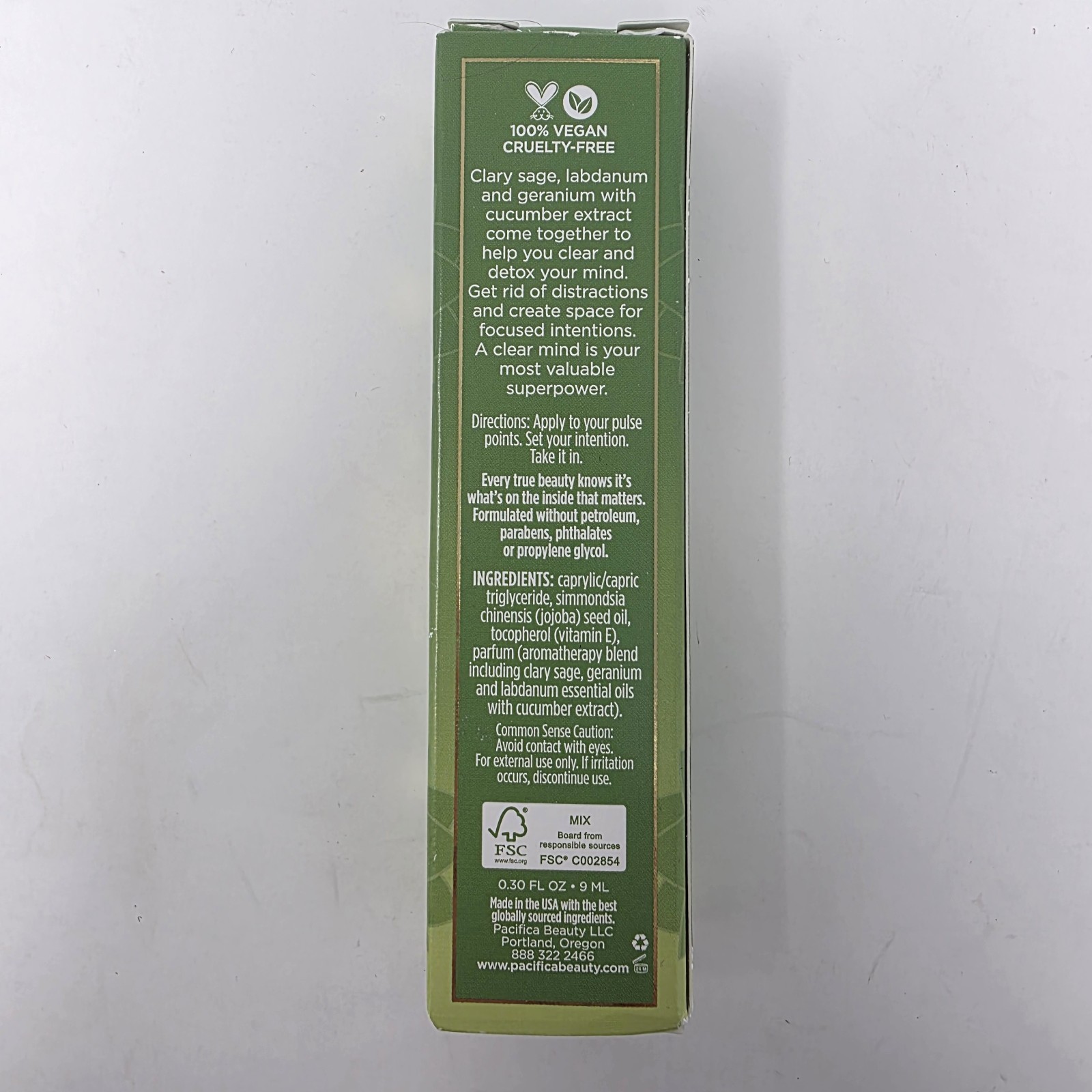 Pacifica Aromapower Green Clean Clear Your Mind Aromatherapy Rollerball New