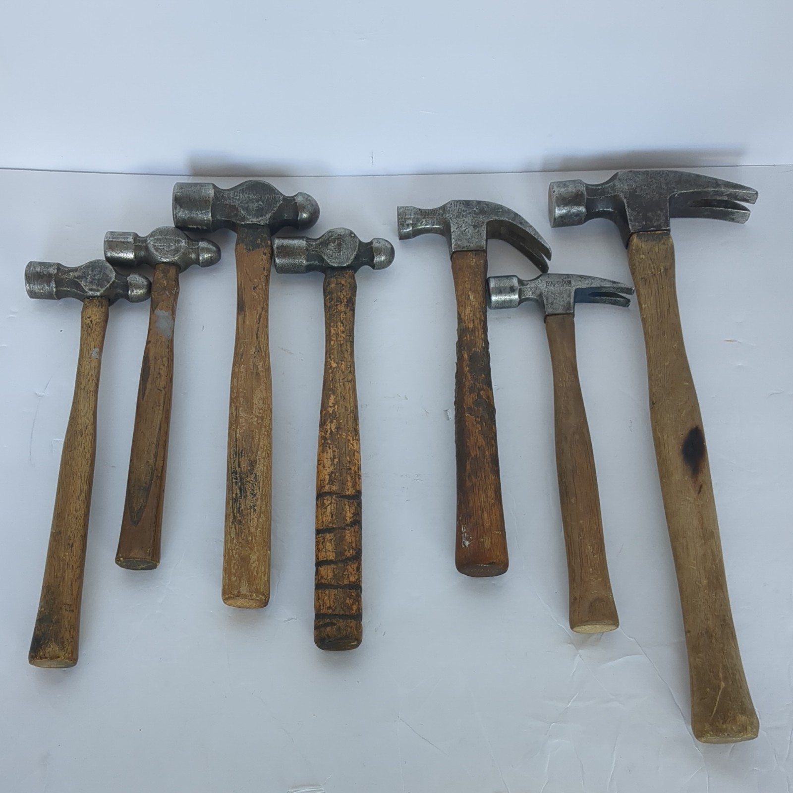 (7) Vintage Hammer Lot Ball Peen, Straight, Claw. PLUMB, Vaughan, C.S. Osborne