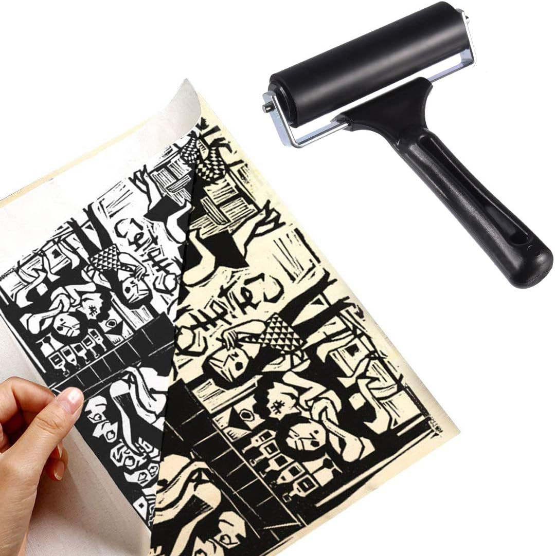 2 Pcs Rubber Roller, Hard Rubber Brayer Glue Roller for Construction Tools Print