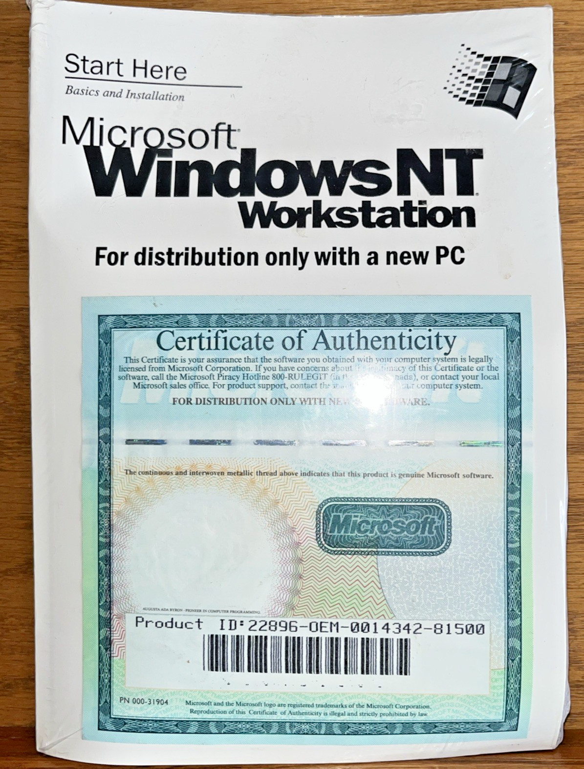 NOS Microsoft Windows NT Workstation 4.0 SP3 CD-ROM, 3.5 Floppies, Manual & COA