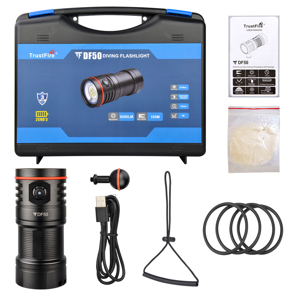 Trustfire DF50 6500Lumen LED Diving Light Waterproof Scuba LED Flashlight V