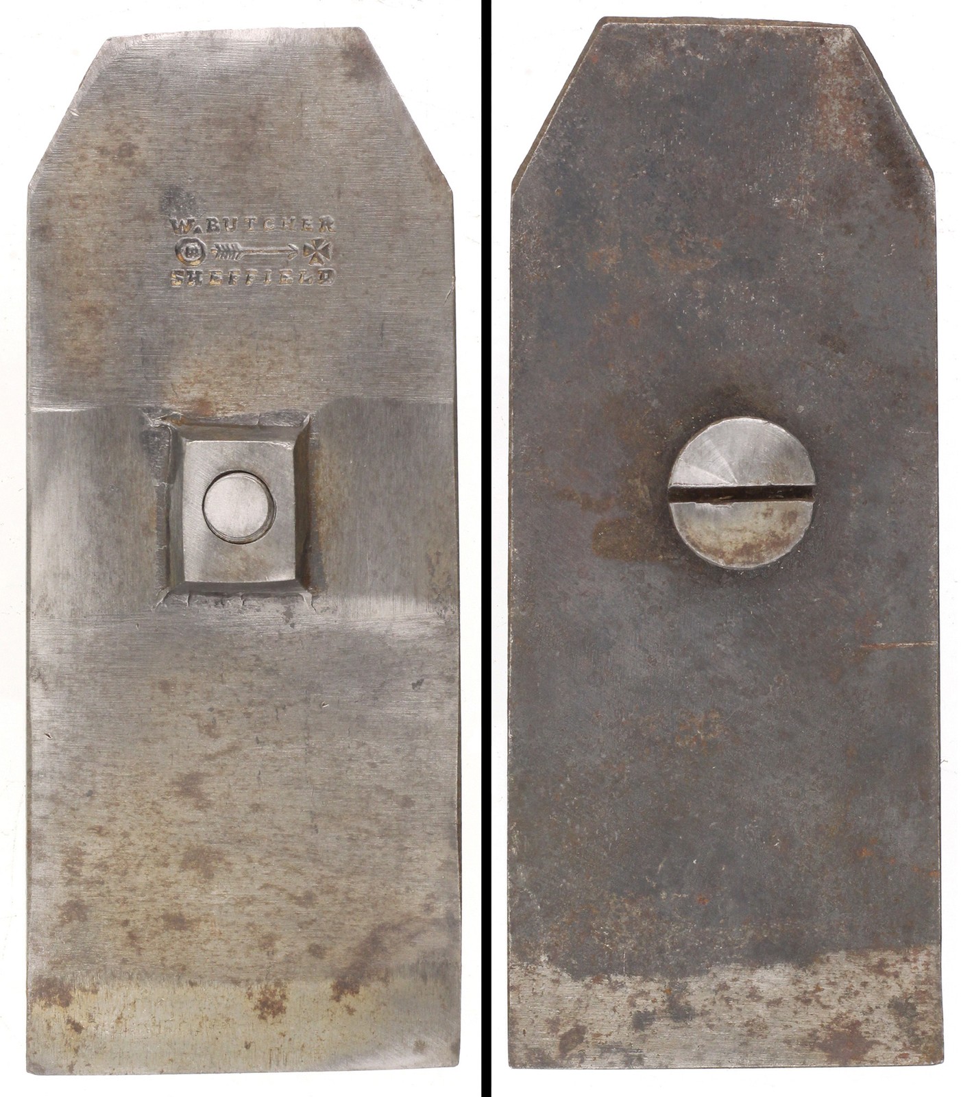Orig. 2" Chip Brkr./Screw for Wooden Plane Iron - W. Butcher - mjdtoolparts