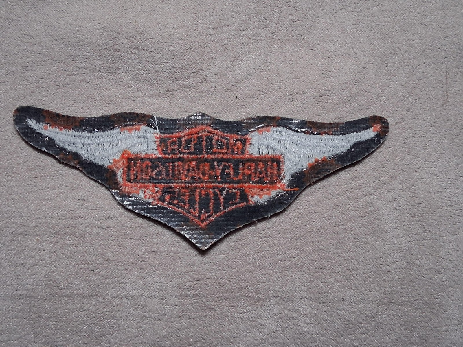 Harley-Davidson Wings Patch Black White Orange Motorcycle Logo Embroidered