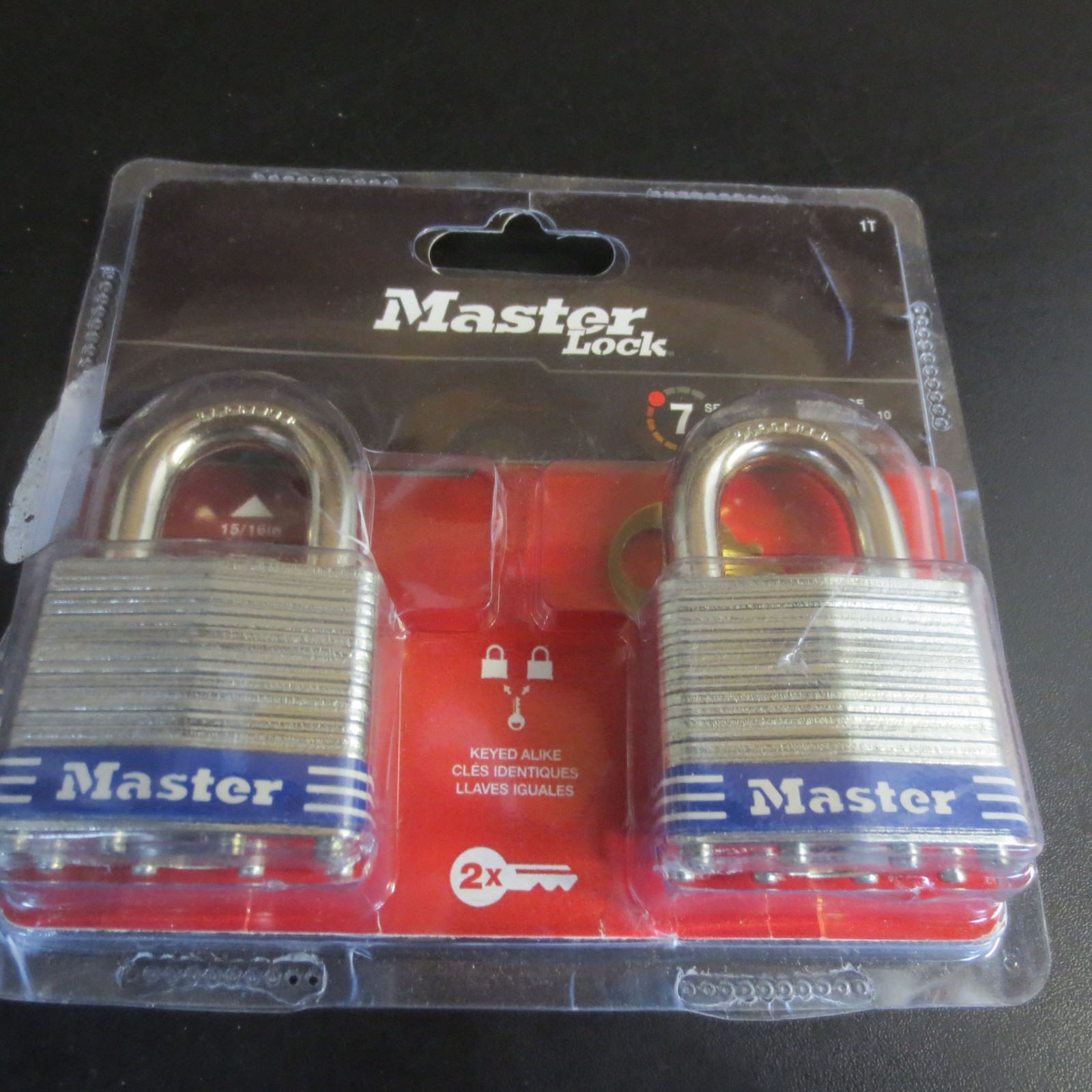 MASTER LOCK Outdoor Padlock with Key, 1-3/4 in. Wide, 2 Pack