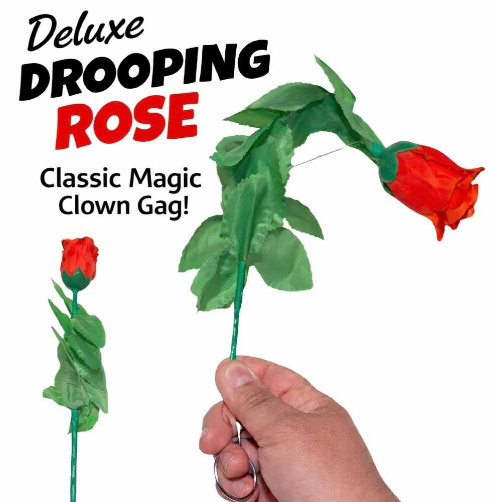 Deluxe DROOPING ROSE Cloth Flower Clown Gag Wilting Comedy Magic Trick Joke Fall