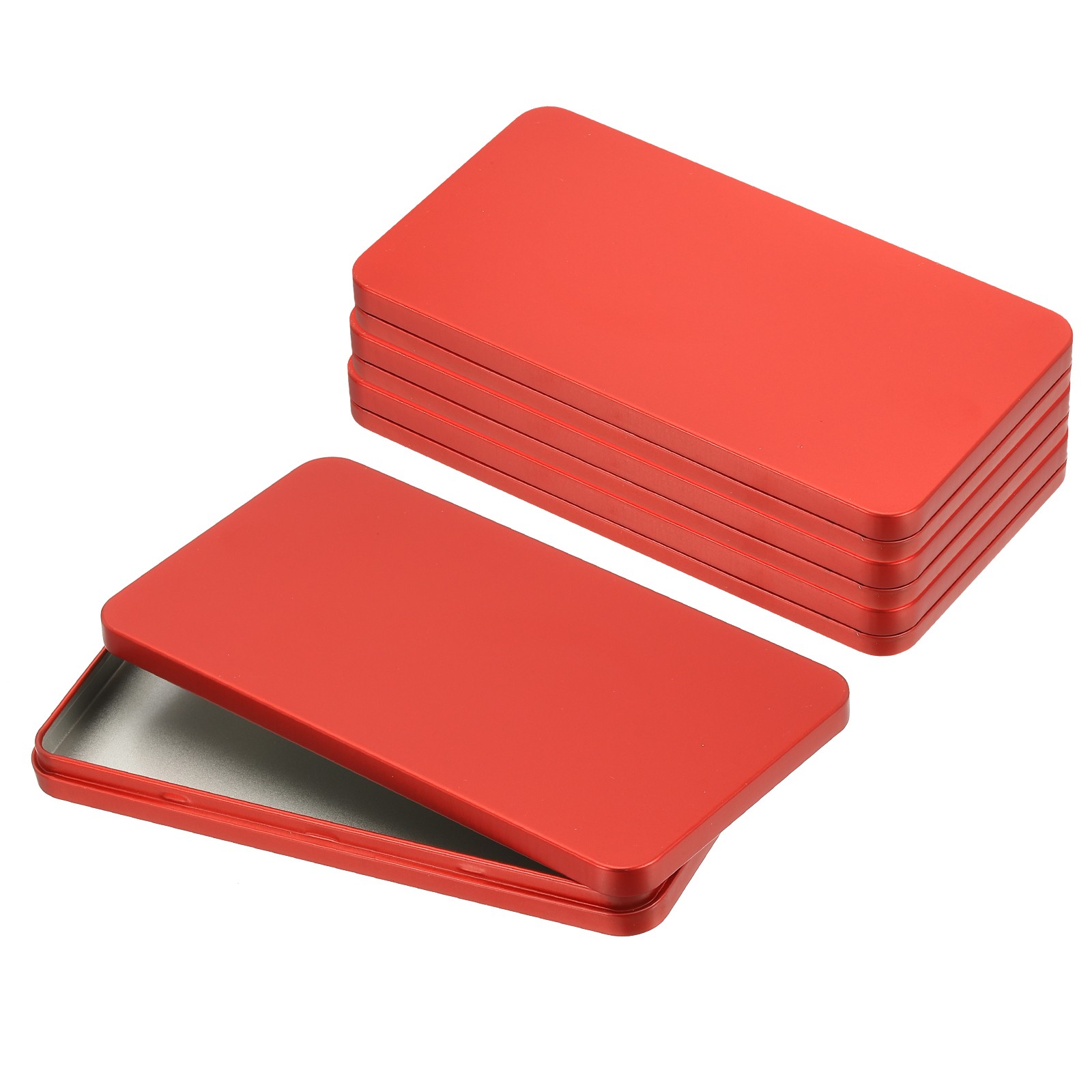 Small Cash Box, 4 Pcs Money Holder Metal Tin Box Cash Tray Organizer, Red