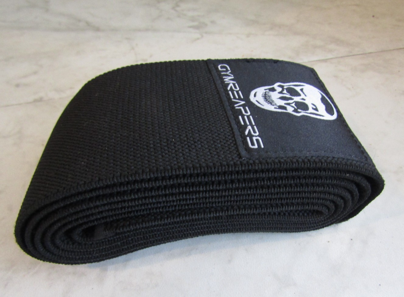 Gym Reaper Weightlifting Belt 77 Inch Black with White Logo