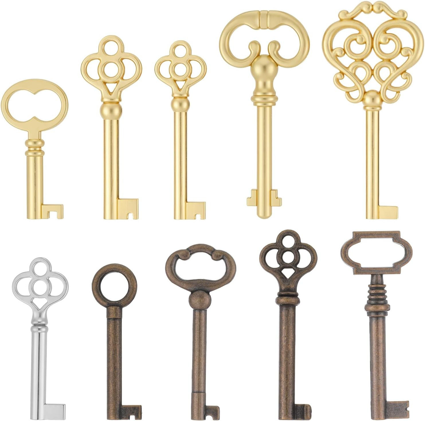 10Pcs Skeleton Keys Set – Universal Hollow Keys for Antique Furniture, Cabinets