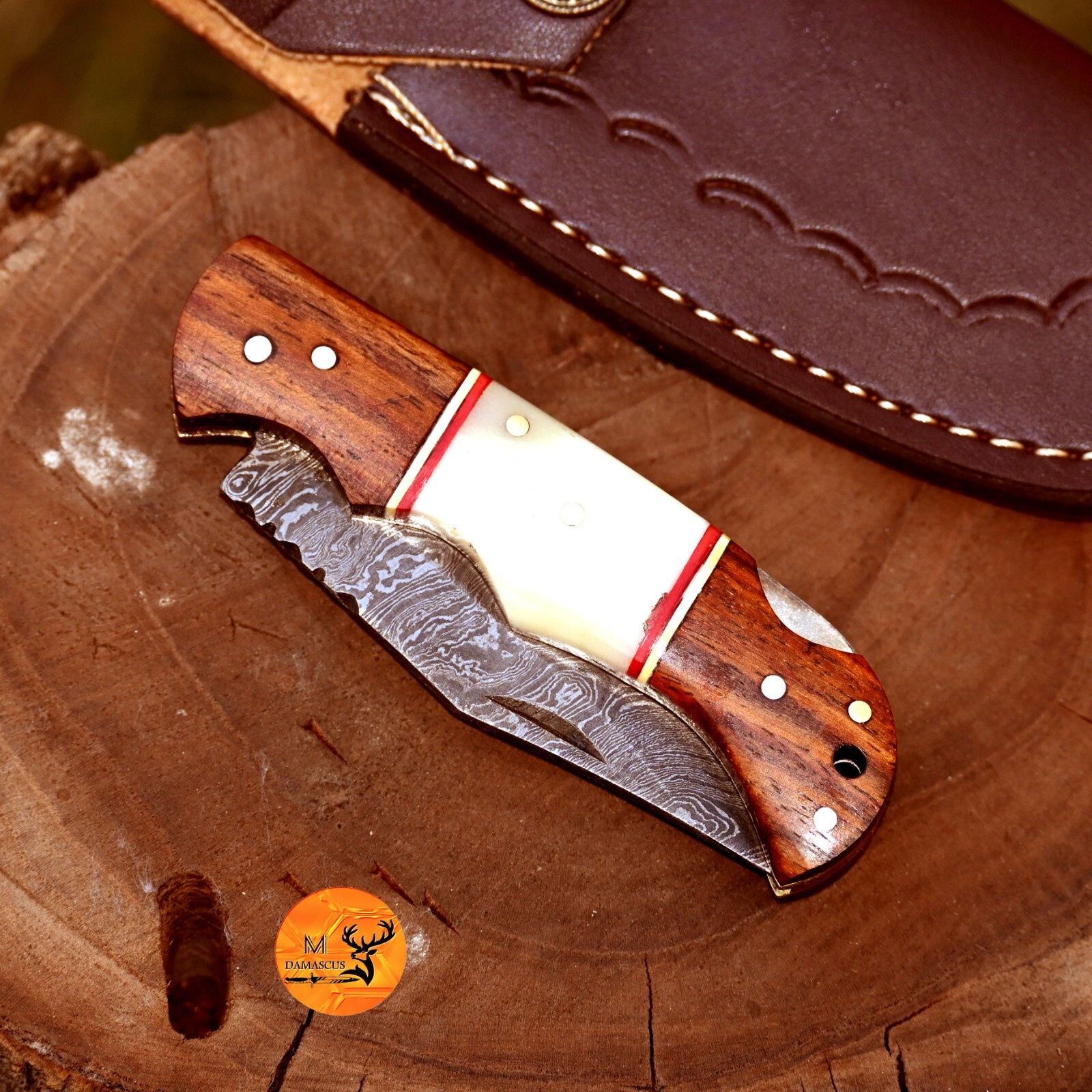 Damascus Steel TACTICAL Folding blade Pocket Knife Back Lock Survival edc 2720