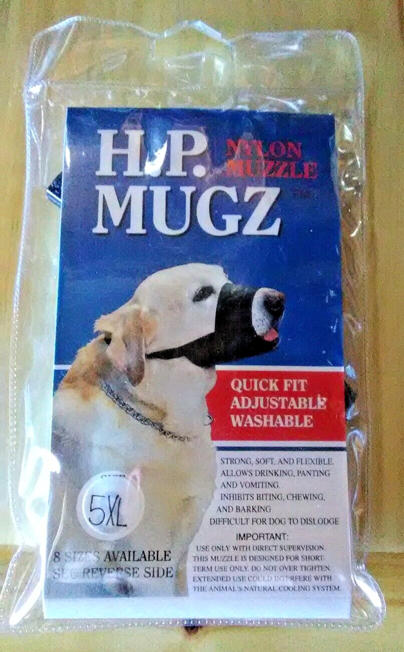 H.P. MUGZ Nylon Dog Muzzle Quick Fit Adjustable Washable 5XL Fits 10.5 -11" Nose