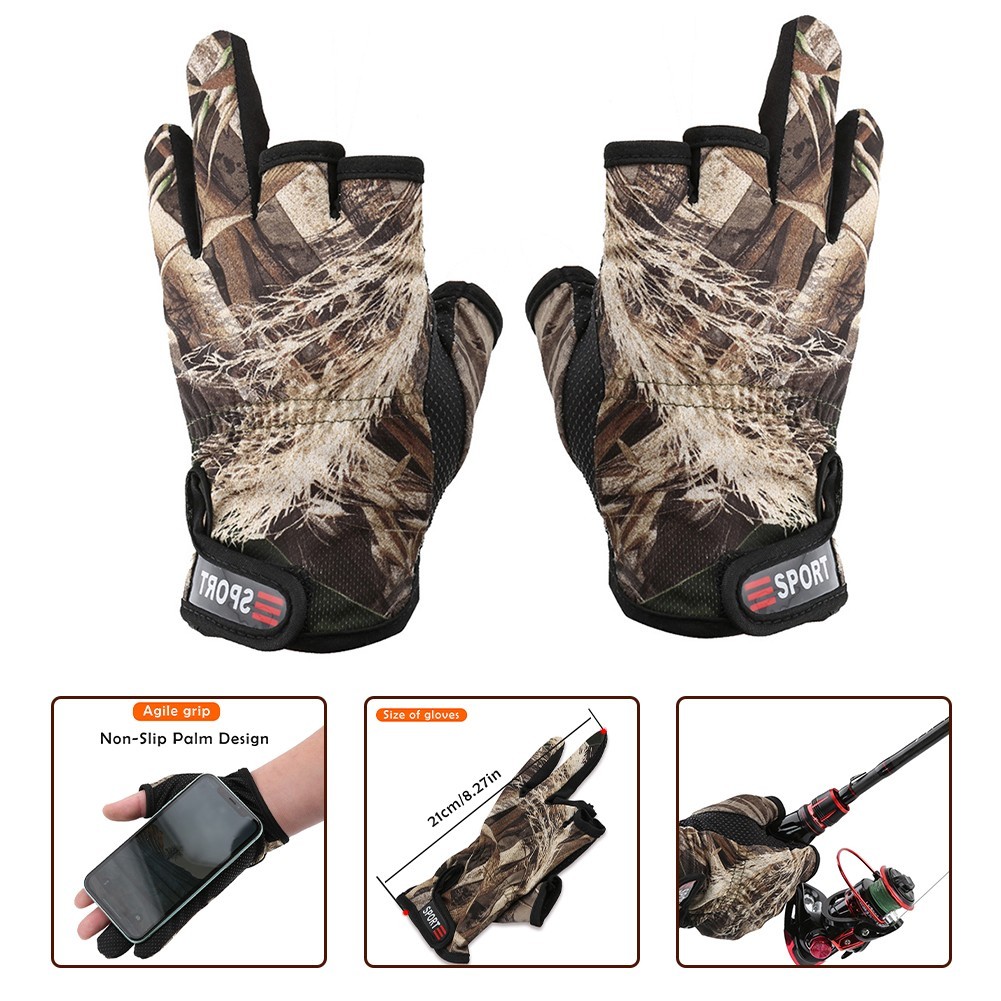 Lightweight Elastic Fishing Gloves 3 Low Fingers Ideal for Outdoor Sports
