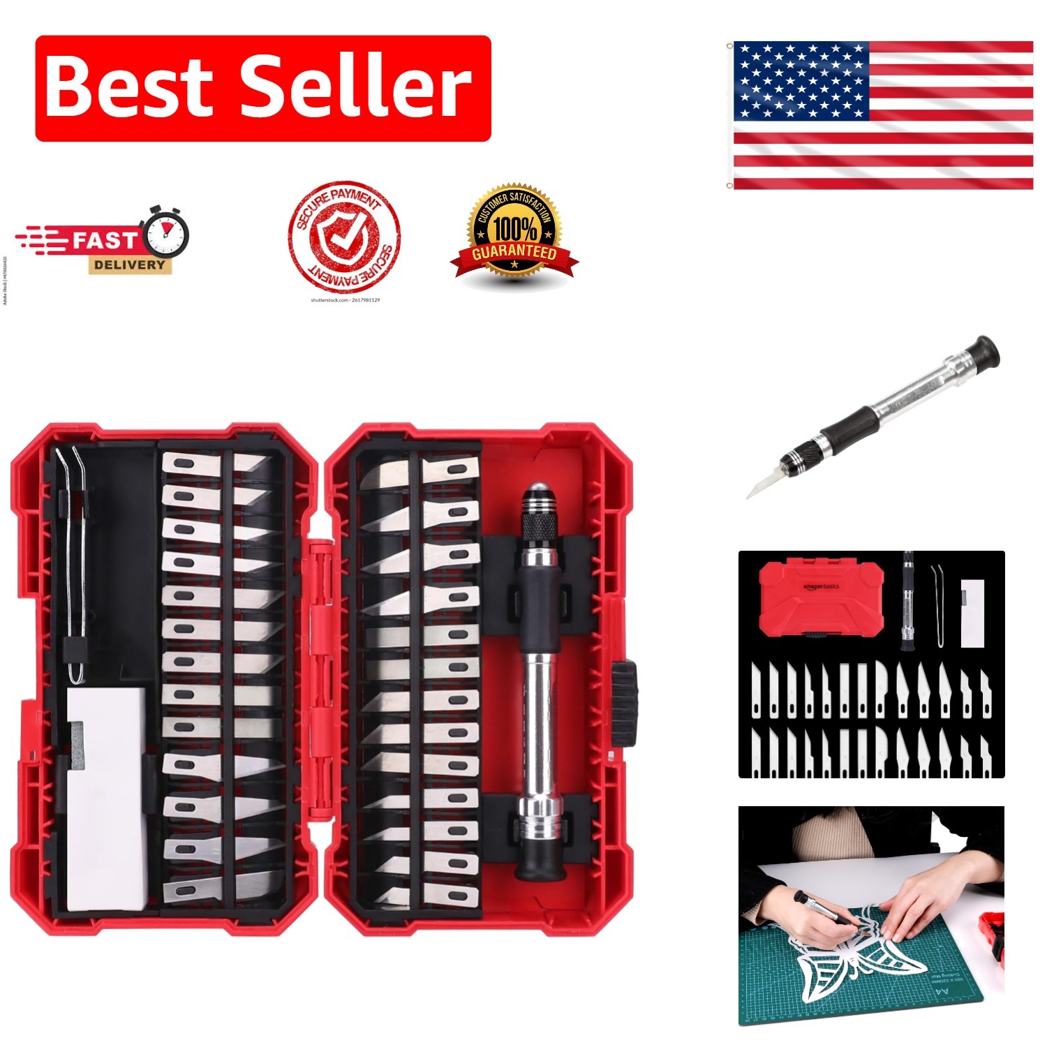 Versatile 29-Piece Craft Knife Set with Alloy Steel Blades & Storage Case