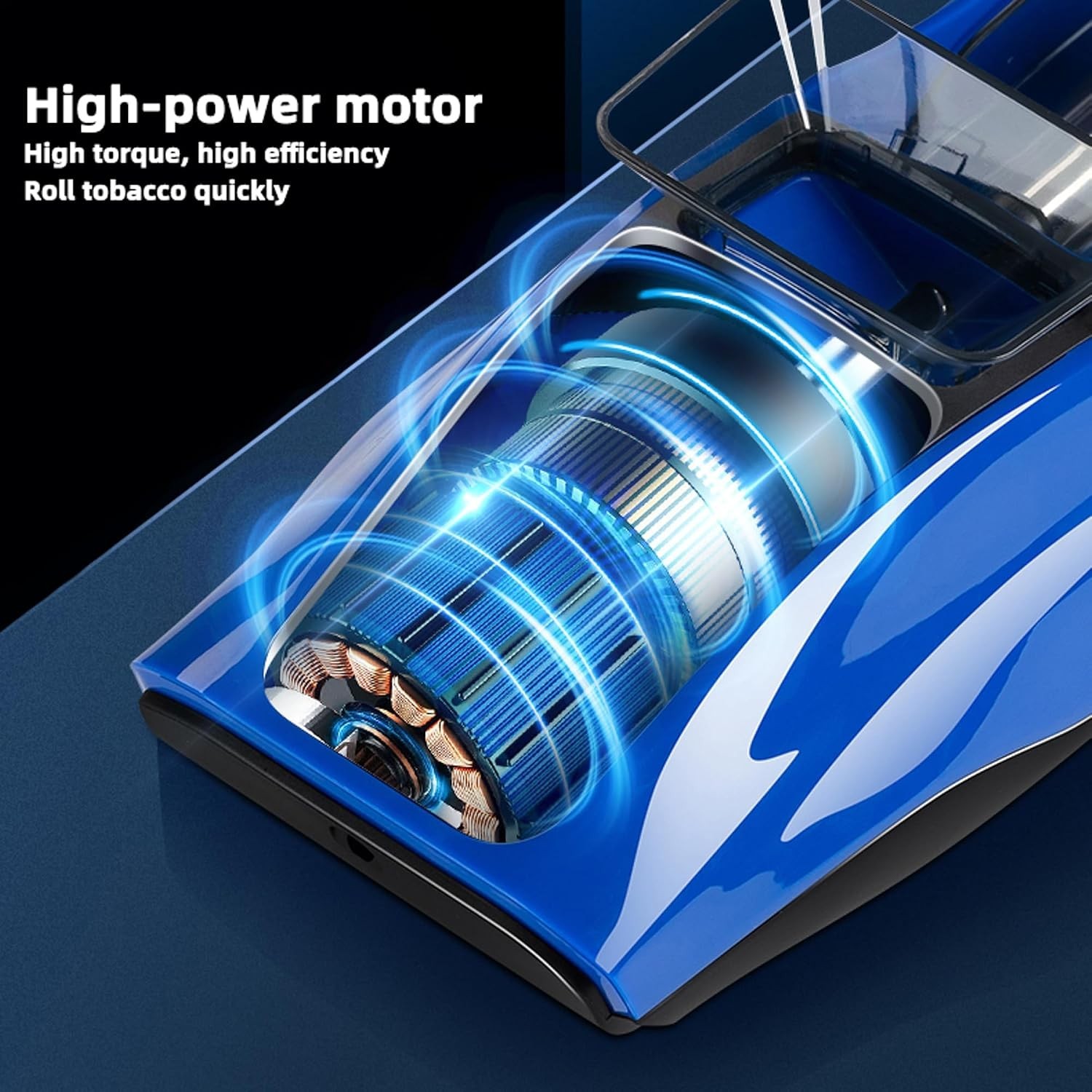Blue Electric Cigarette Rolling Machine - User-Friendly Design for Quick Rolling