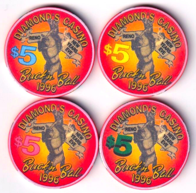 Diamond's Casino $5 Buck'n Ball Set of 4 New Year's Eve 1996 Reno