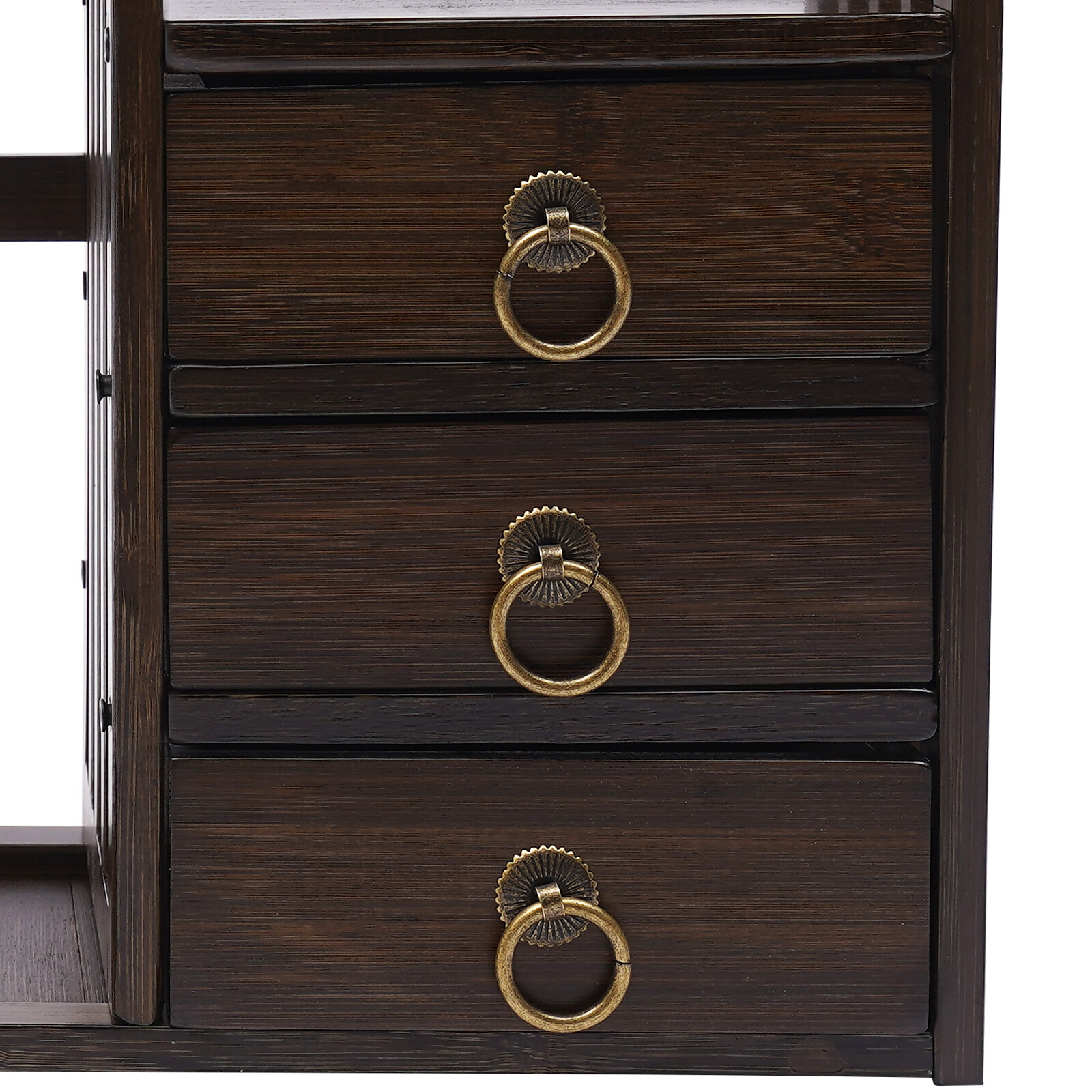 Desktop Bookshelf with Drawer, Bamboo Drawers,Tabletop Storage Container