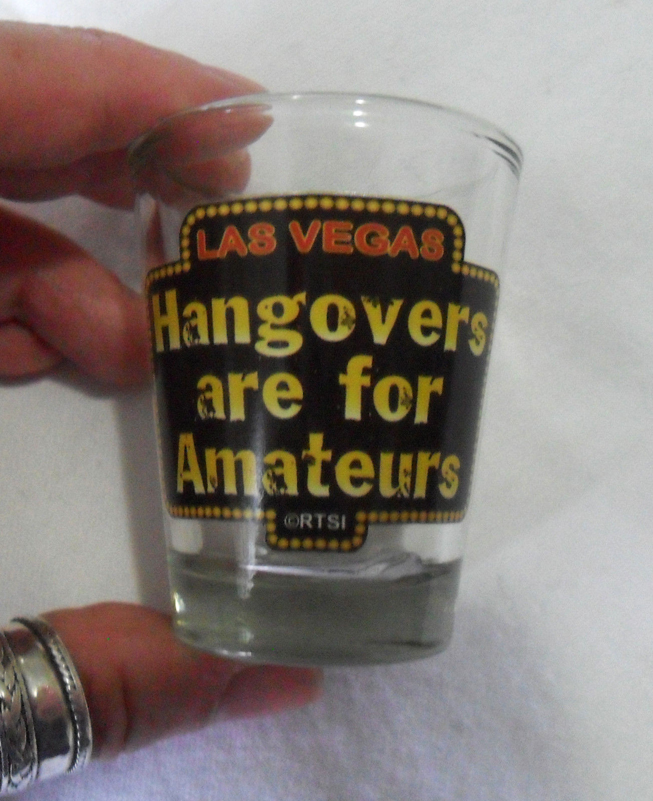 Las Vegas "Hangovers Are For Amateurs" SHOT Small GLASS, RTSI, Funny Collectible