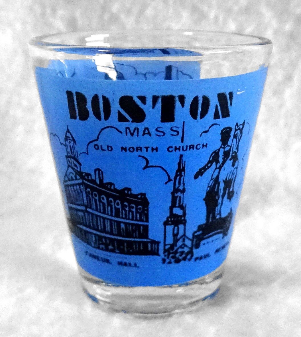 Boston Shot Glass City Monuments Blue Shooter 2-3/8" Jigger