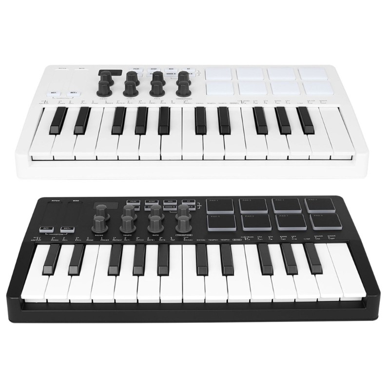 Portable 25 Key MIDI Keyboard Customizable Pads Studio Grade Music Equipment