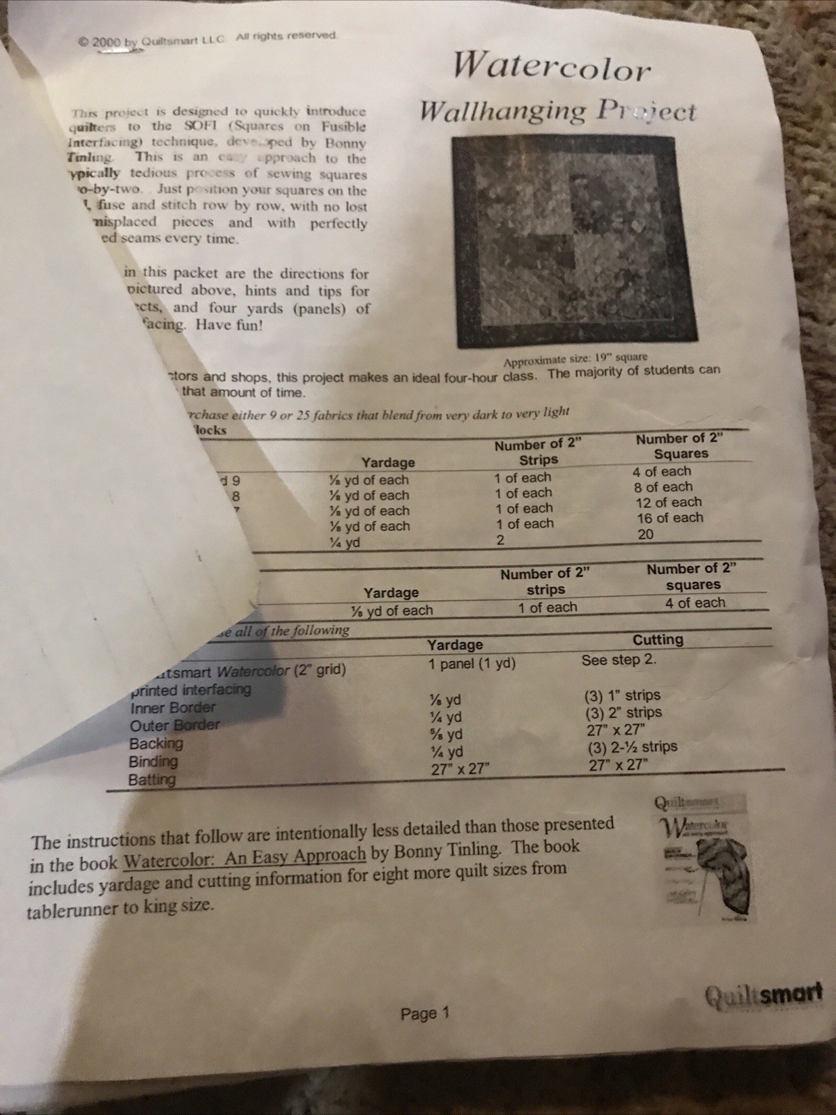 Quiltsmart Watercolor Wallhanging Project Squares On Fusable Interfacing