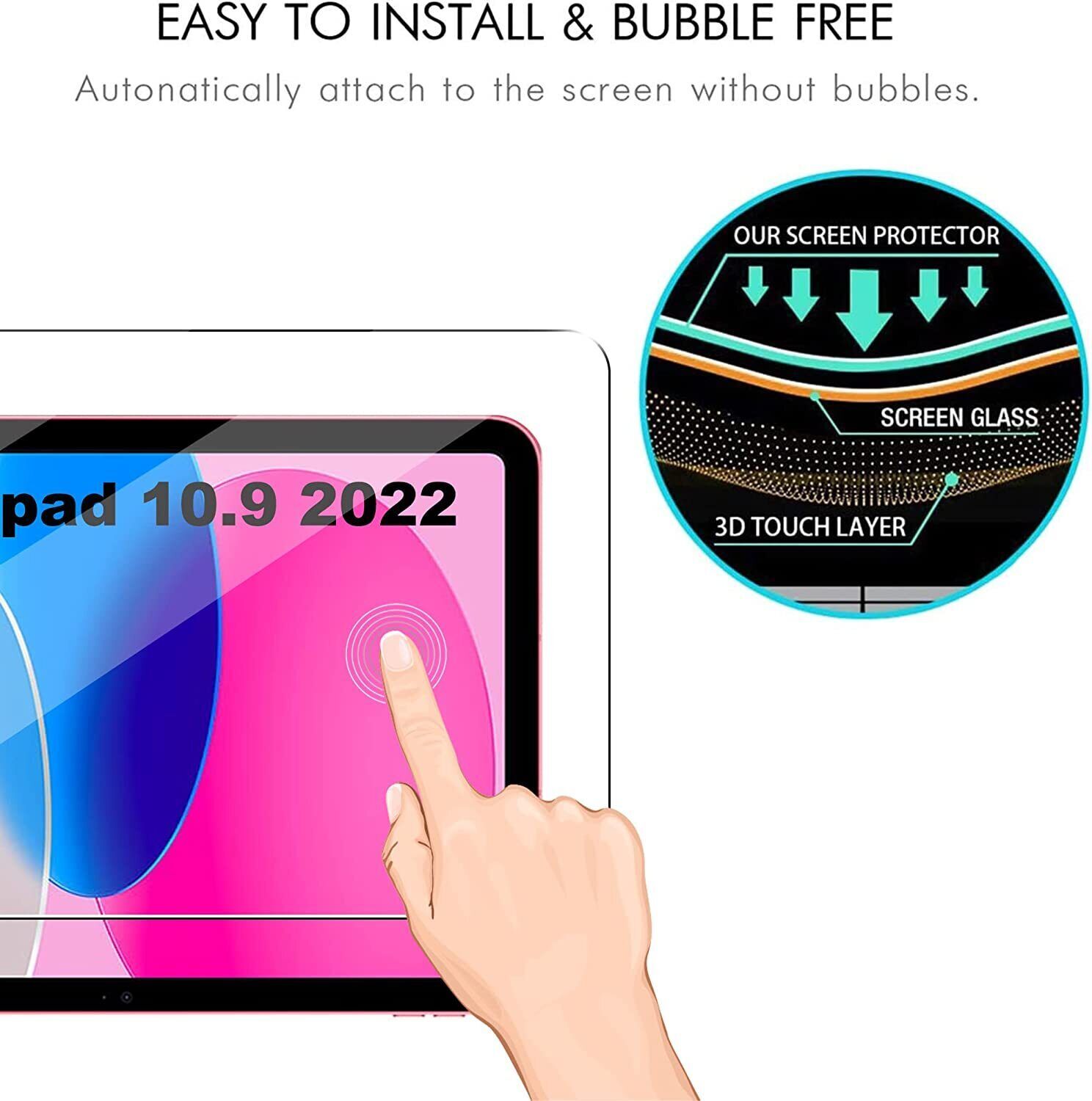 For iPad 10 (2022) 10.9 inch (10th Generation) Tempered Glass Screen Protector