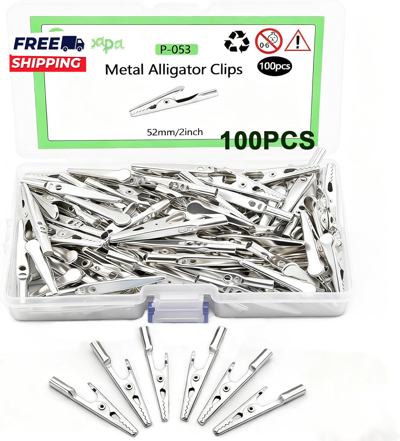 100 Pcs Metal Alligator Clips 52 Mm for Household Soldering and Electrical Test