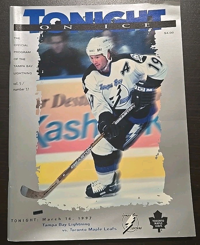 Tampa Bay Lightning Tonight On Ice 1996-97 Program vs. Maple Leafs