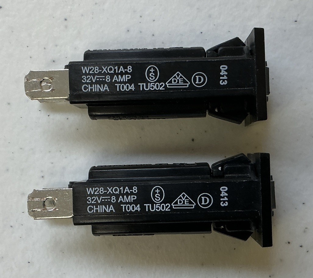 NEW LOT OF 2 TYCO ELECTRONICS, ETE, W28-XQ1A-8 CIRCUIT BREAKER, FREE SHIPPING