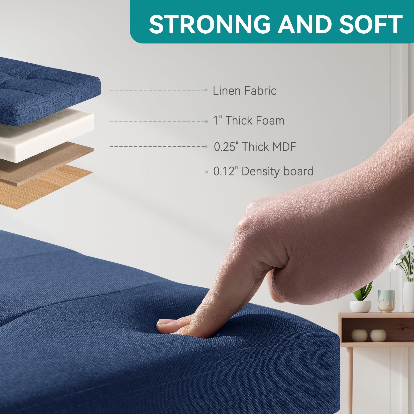 BRIAN & DANY Ottoman with Storage, Small Storage 15"x15"x15", Blue