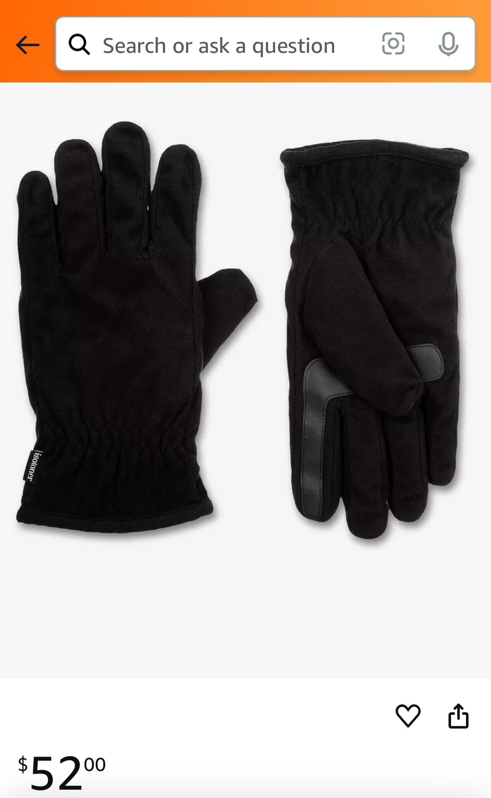 Isotoner Signature Men's Active Gloves Black Size Large