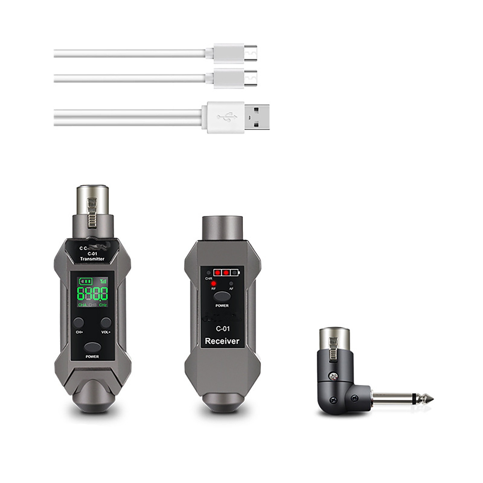 Plug-on Microphone Wireless System XLR Transmitter+ Receiver + 6.35mm Adapter b