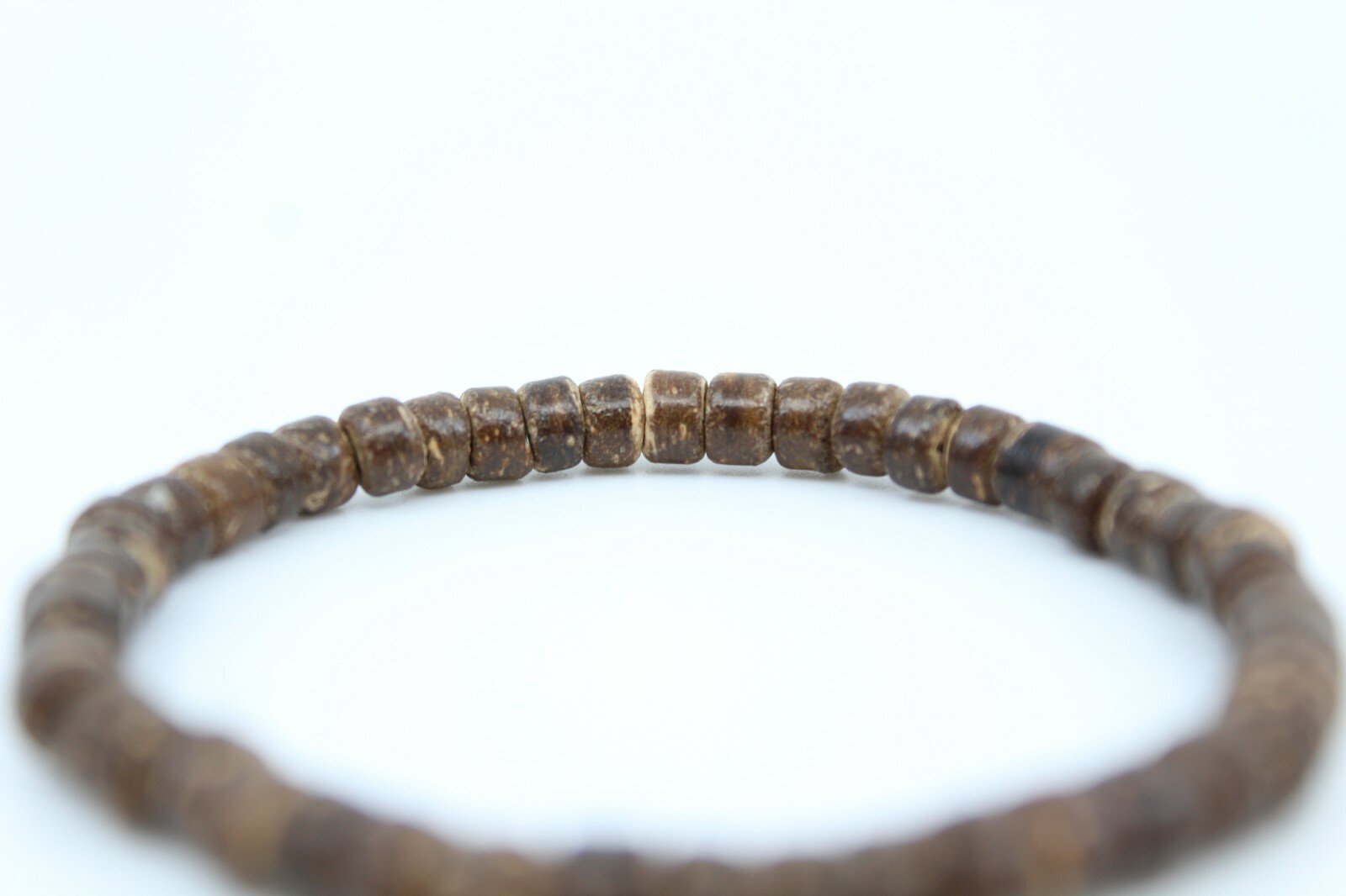 Coconut Shell Bracelet - 7", Dark Brown Coconut Shell (Thin), Hawaiian Surfer