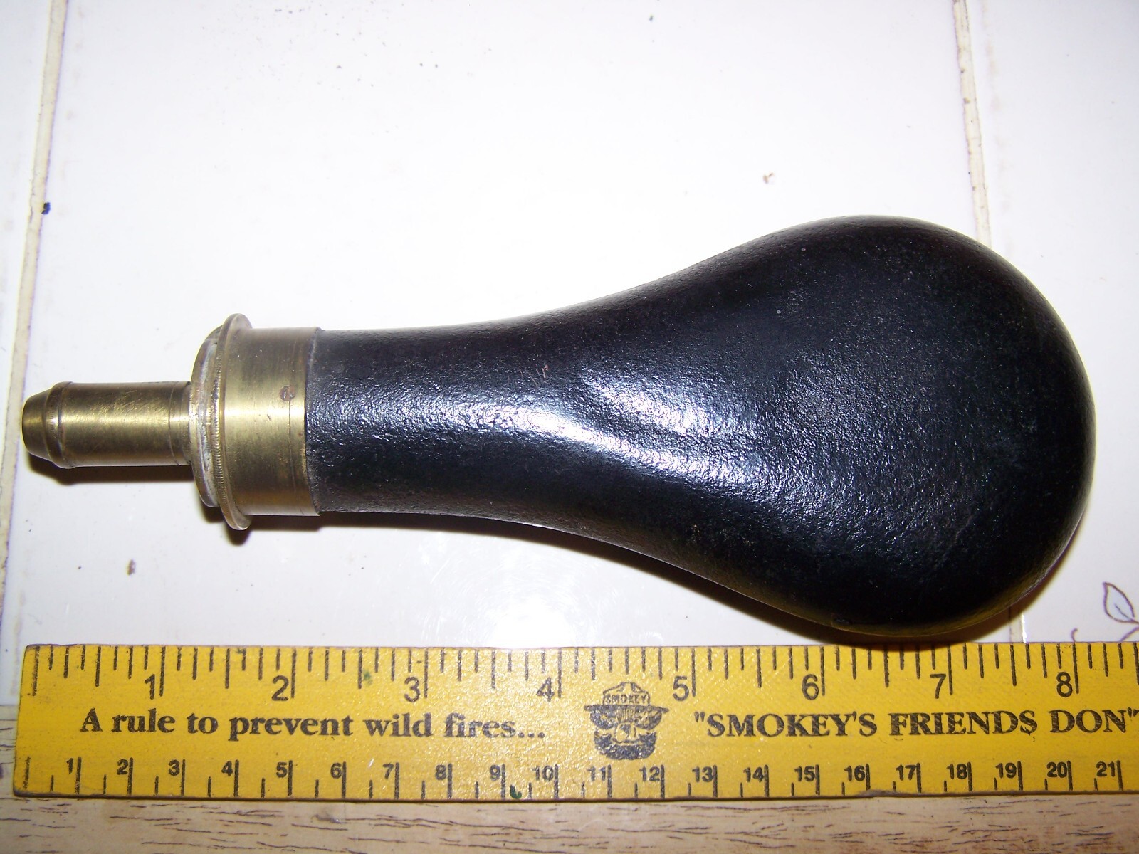 Rare 1850's? James Dixon & Sons Brass and Leather Rifle Size Powder Flask