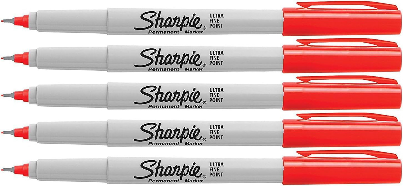 Red, Ultra Fine Point Tip, Permanent Markers, 5-Count