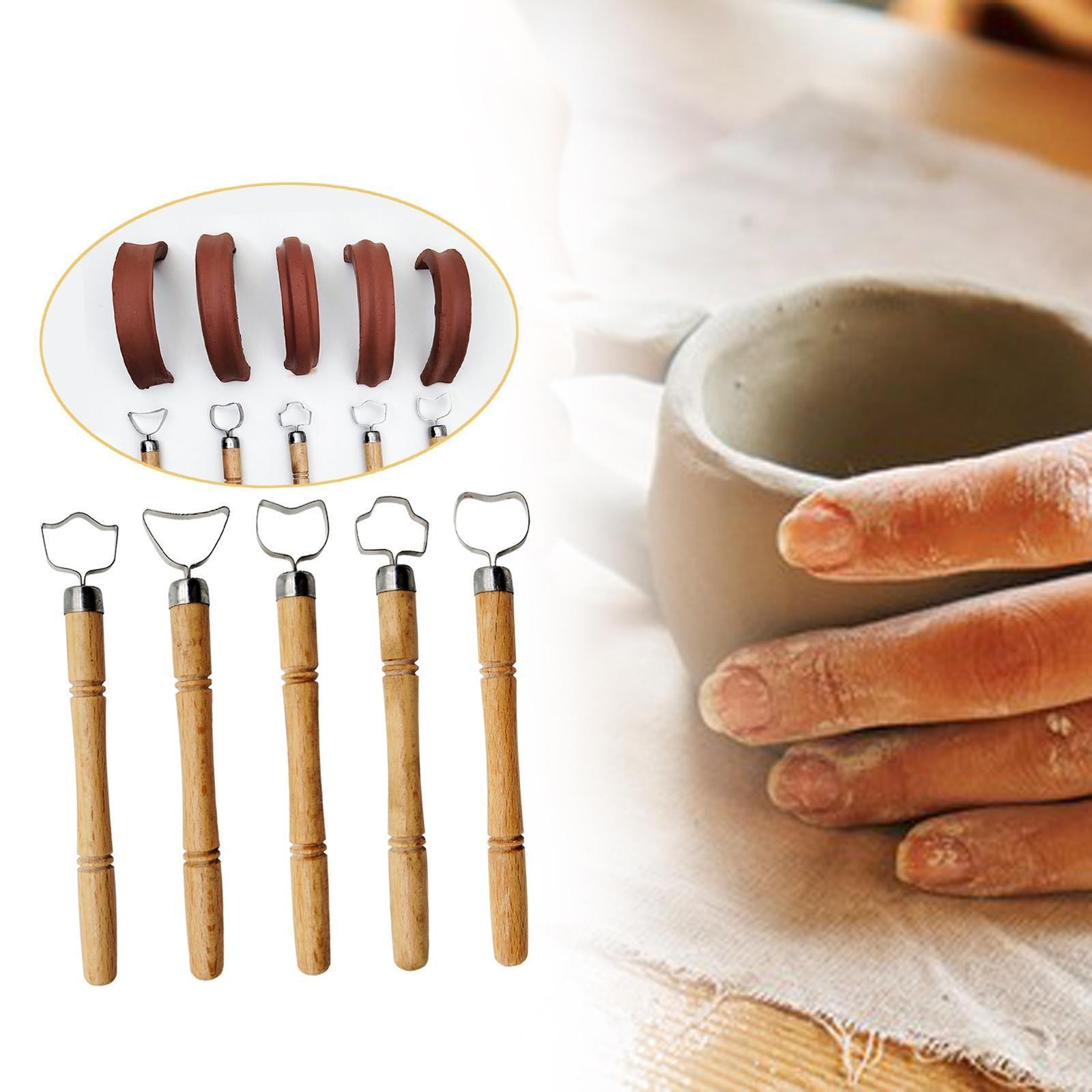 5Pcs Pottery Handle Making Tool Wood Handle Ceramic Water