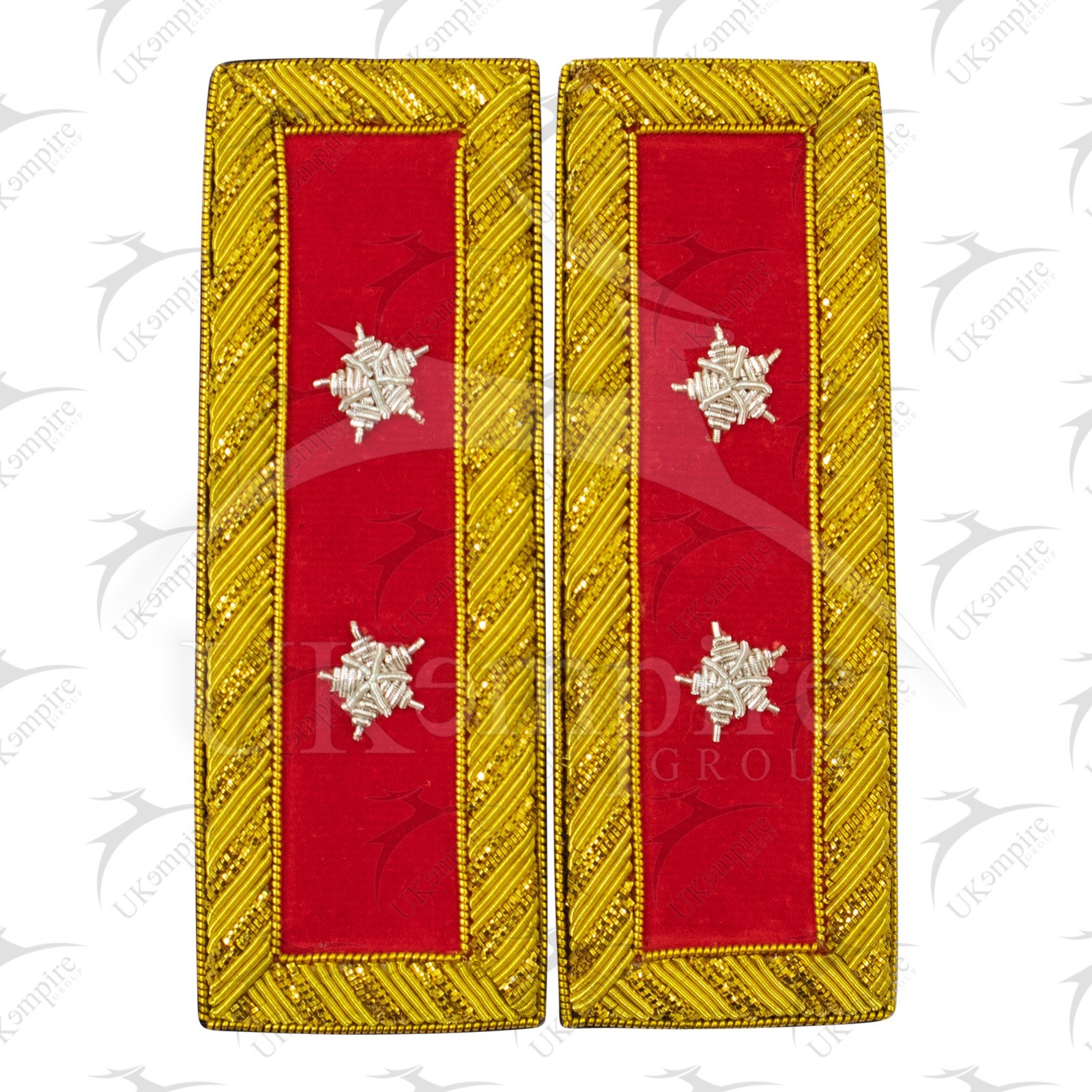 Civil War US Officer Shoulder Boards Major General (Two Star) Artillery Red