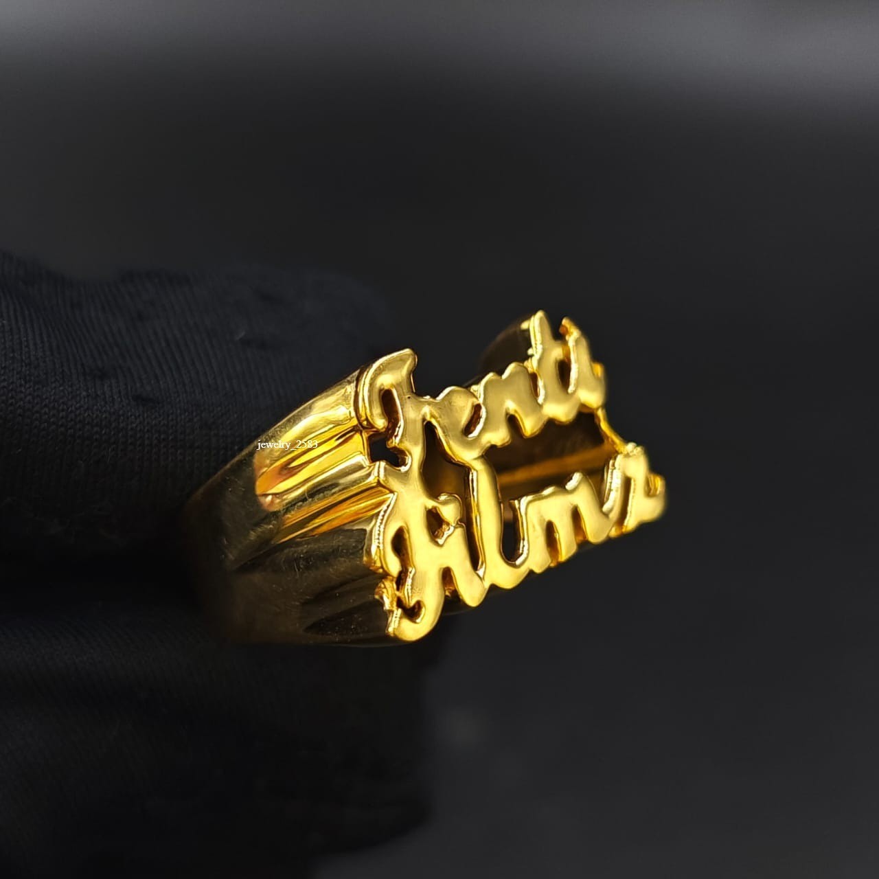 Proposal Gift! Mens Customization Solid Metal Nameplate Ring In Real 925 Silver