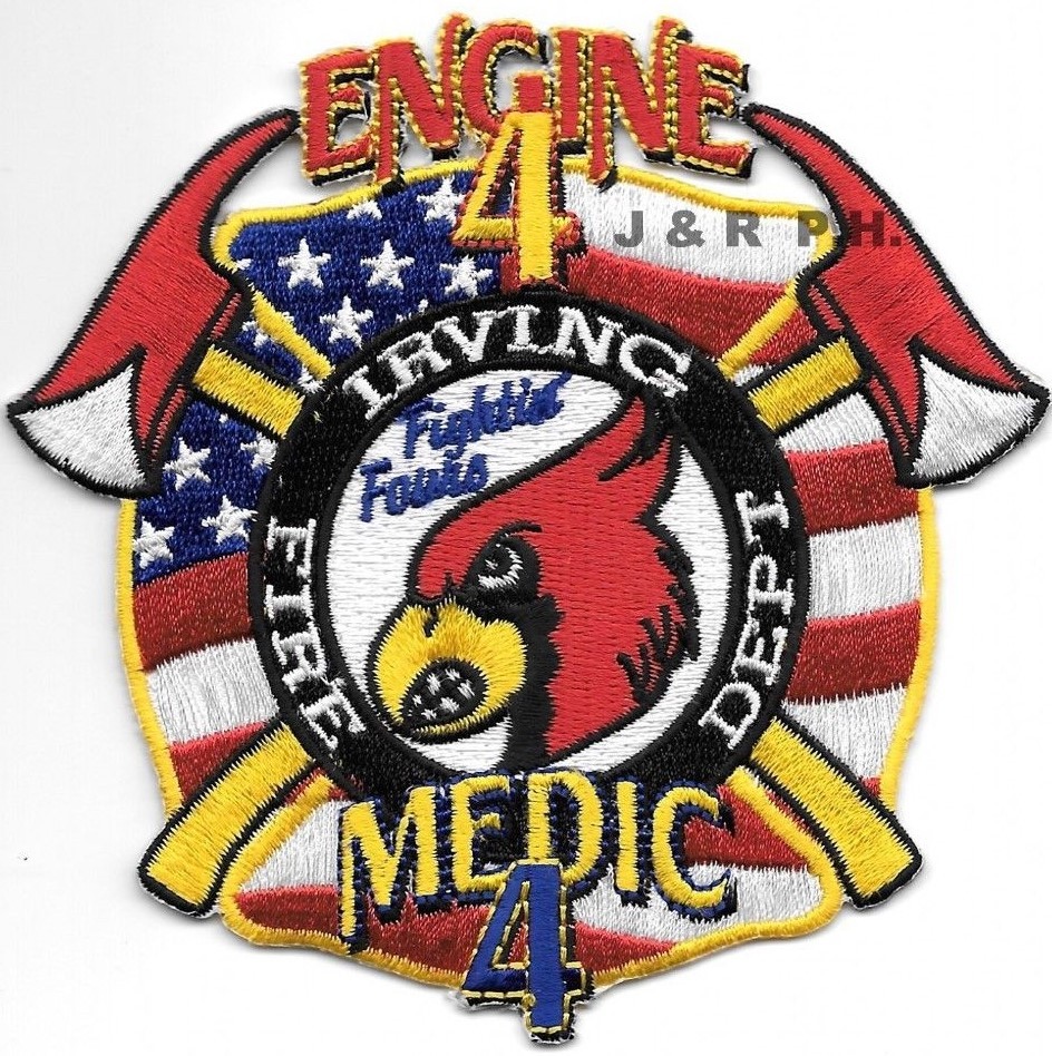 Irving  Station-4  "Fightin Fours", Texas  (4" x 4" size)  fire patch