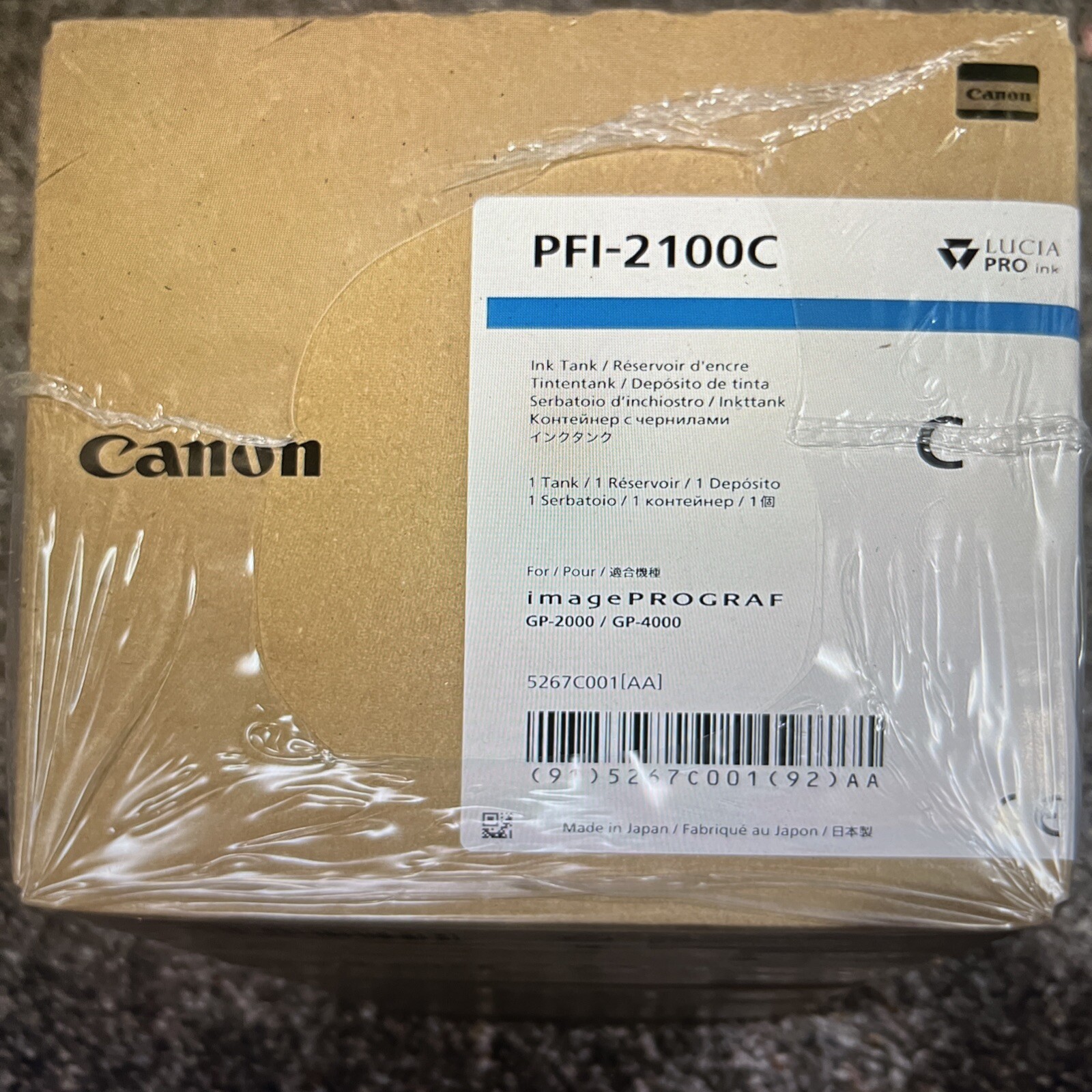 Canon PFI-2100C Cyan Ink Tank 160ml Expired