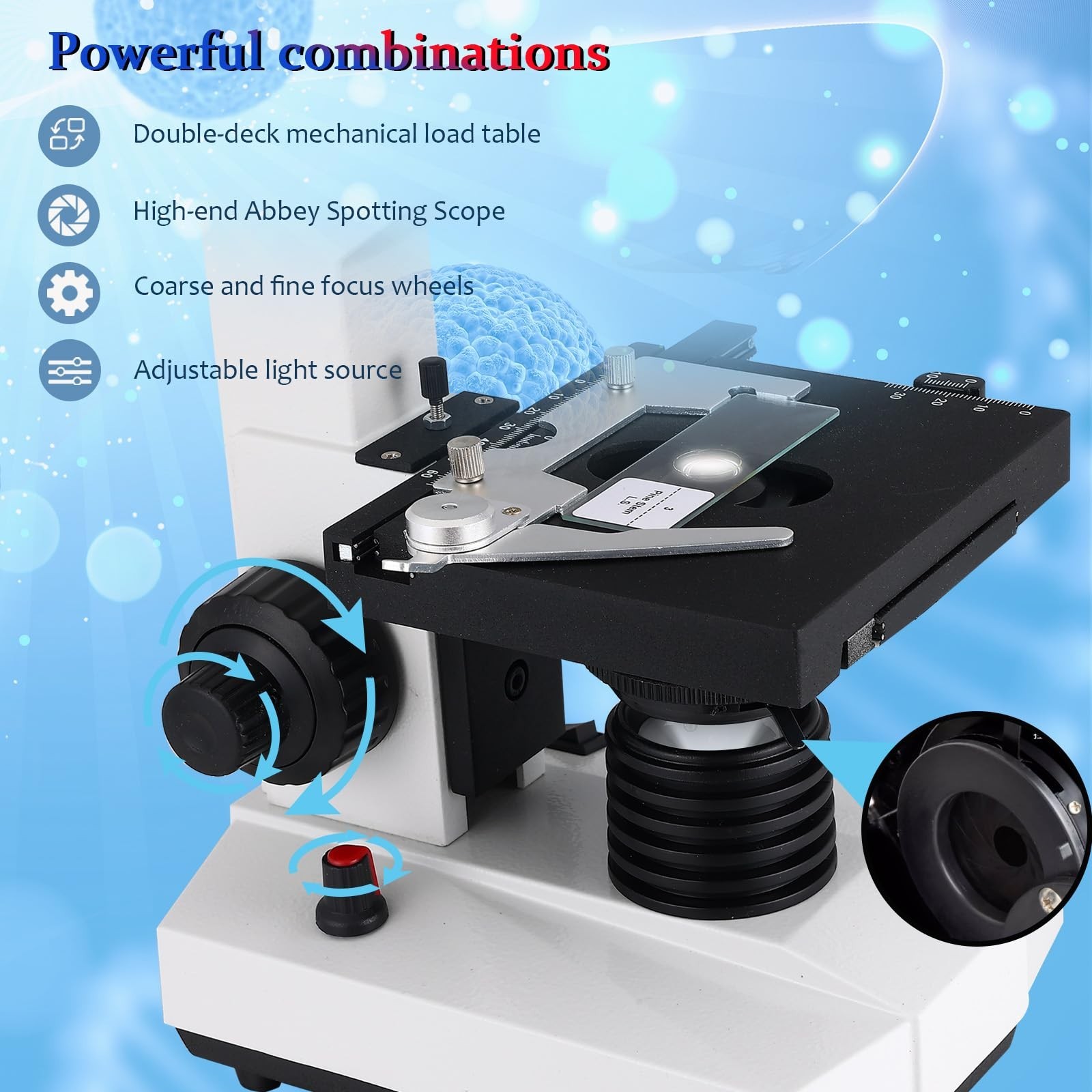 Compound Trinocular Microscope, 40X-5000X Magnification, Research Grade Profe...