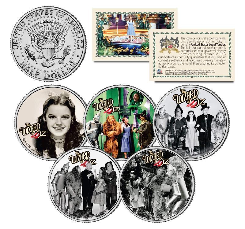 WIZARD OF OZ Movie JFK Kennedy Half Dollar U.S. 5-Coin Set - OFFICIALLY LICENSED