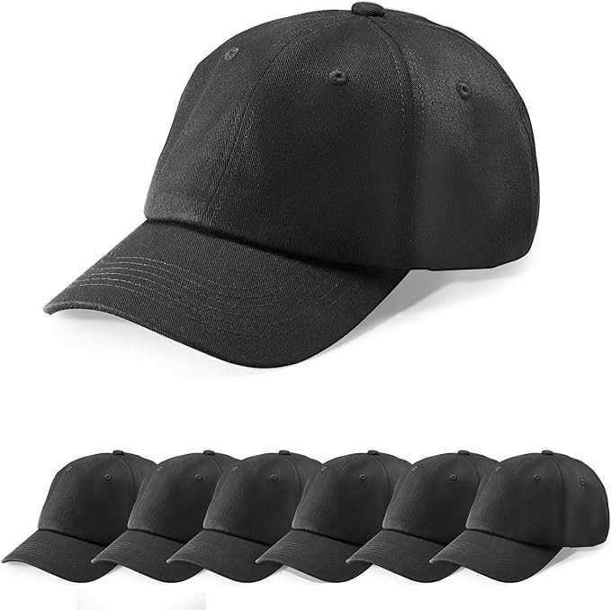 12 Pack Breathable 100% Cotton Baseball Caps Adjustable Blank Plain Hats Black