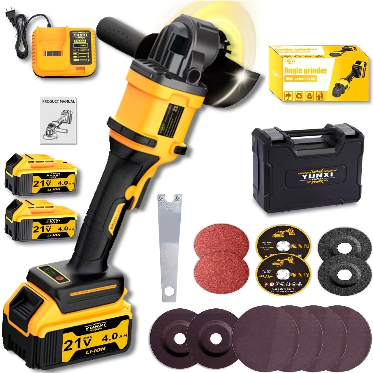 New rechargeable angle grinder, lightweight multi-functional handheld