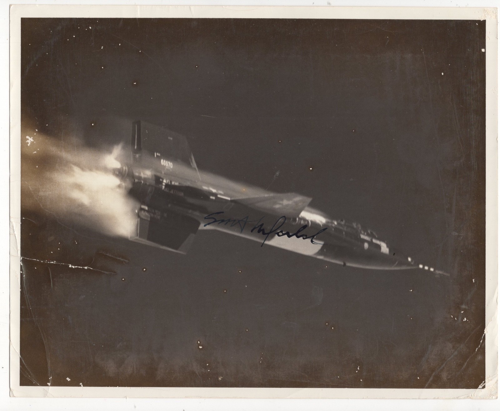 1st X-15 Pilot Scott Crossfield Signed Vintage 1st Photo Of X-15 8x10