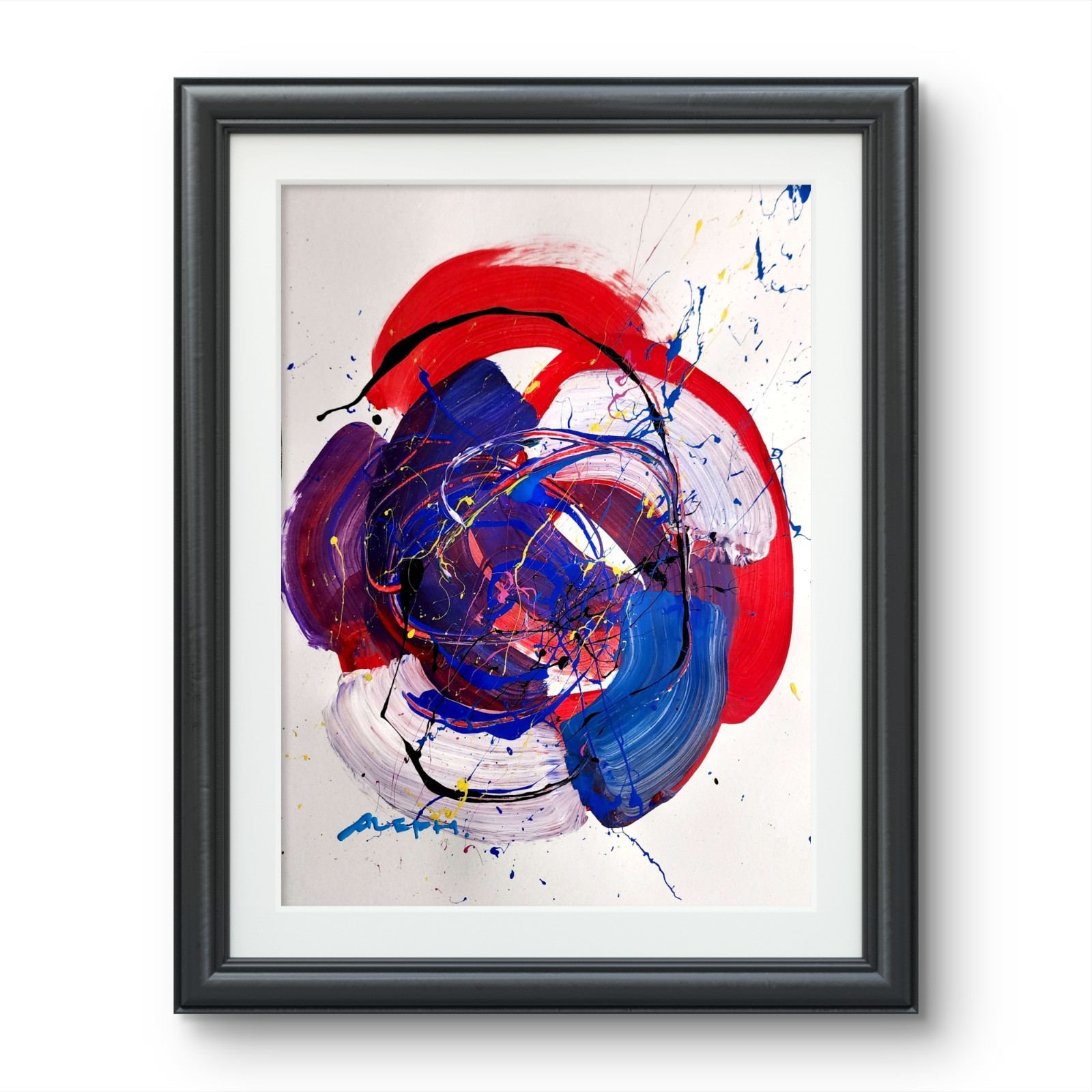 Aleph Original Art 14x11 Abstract Expressionist Original Painting Gallery Paper