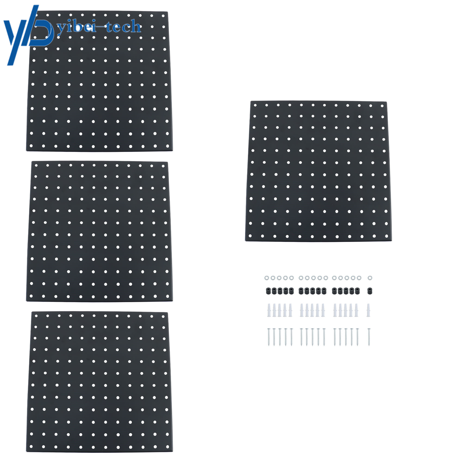 Metal Pegboard Panels 4 Pack 12" x 12" Wall Organizer for Garage Tool Storage