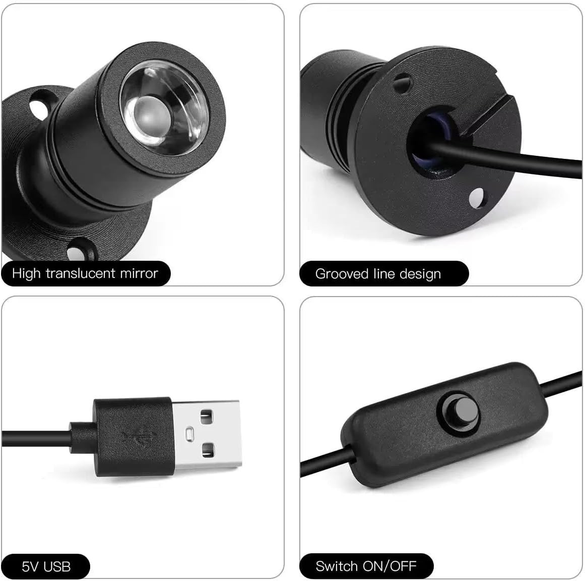 USB Powered Mini Spotlights for Displays 2-Pack – 5V Small LED Spot Lights Indoo