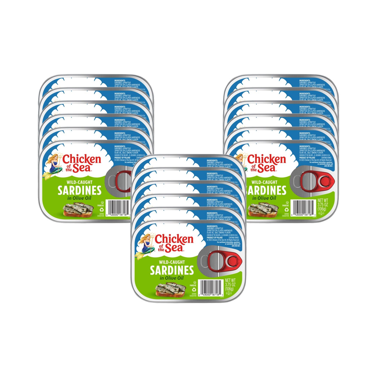 Chicken of the Sea Wild Caught Sardines in Olive Oil, 3.75 oz Cans, 18-Count ...